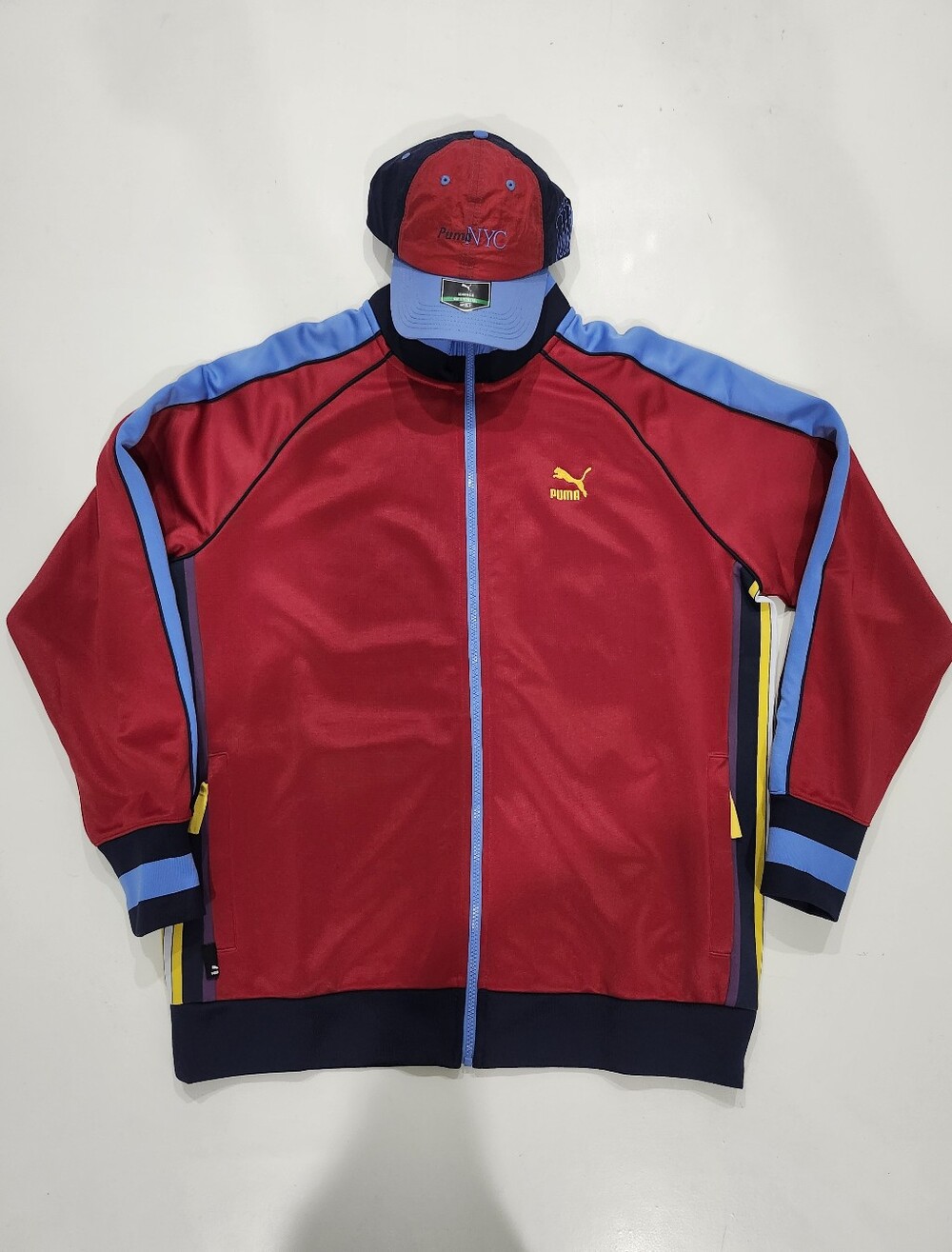 Puma NYC Track Jacket Men's Size XL T7 Full Zip With OSFM Adjustable Cap Bundle